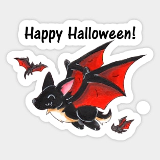 Corgipire Bat (With Text) Sticker